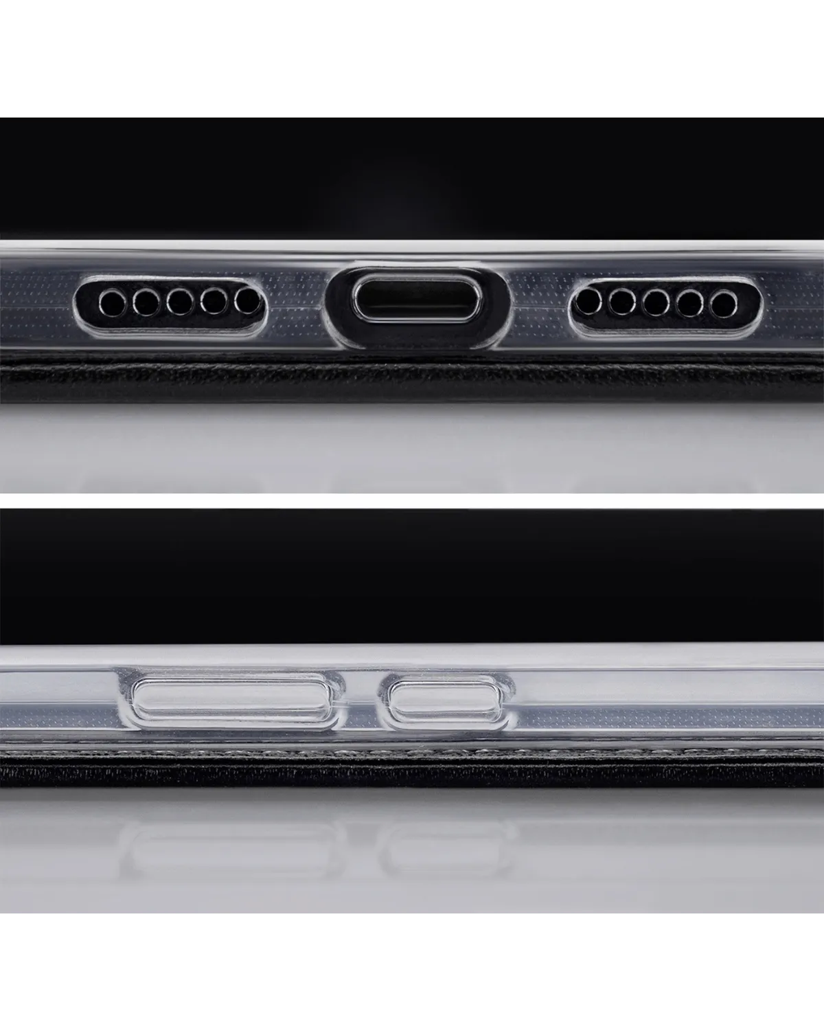 Transparante TPU-hoes voor Samsung Galaxy A55 met uitsparingen voor poorten en knoppen, biedt bescherming en gemakkelijke toegang.