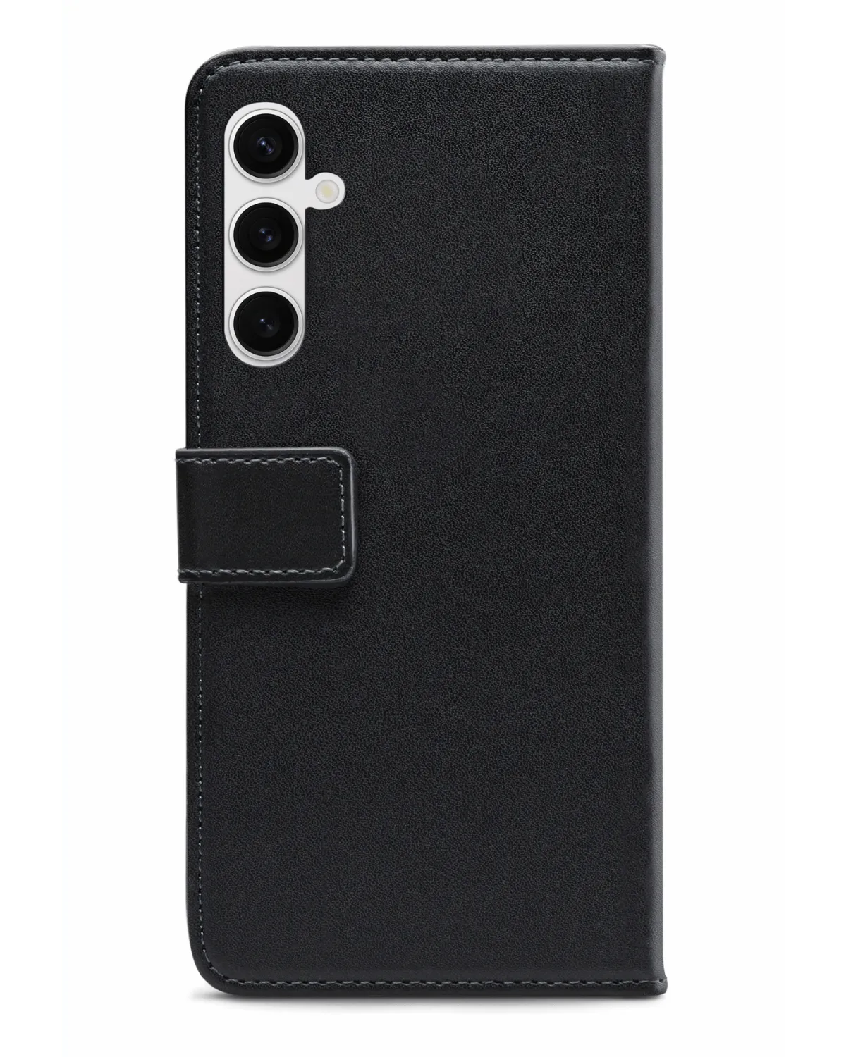 Achterzijde van de Mobilize Classic Gelly Wallet Book Case voor Samsung Galaxy S24 5G, met camerauitsparingen en magnetische sluiting.