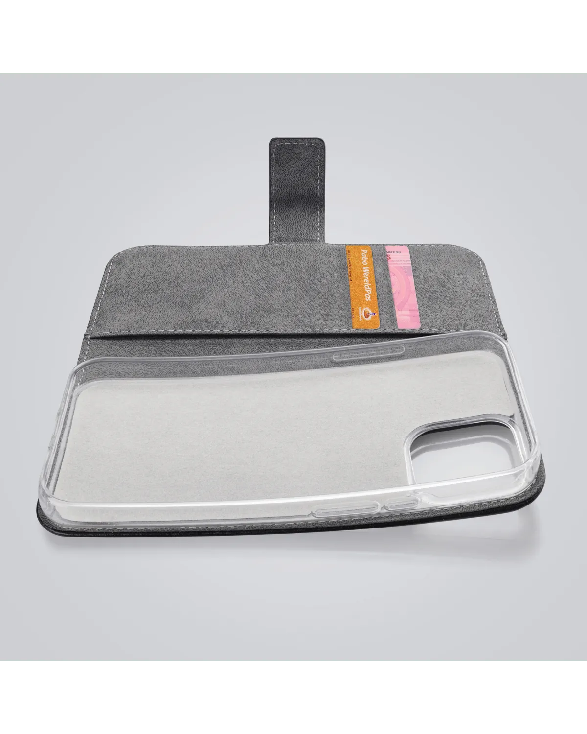 Open Mobilize Classic Gelly Wallet Book Case, met zicht op de flexibele binnenvoering en pasjeshouders.