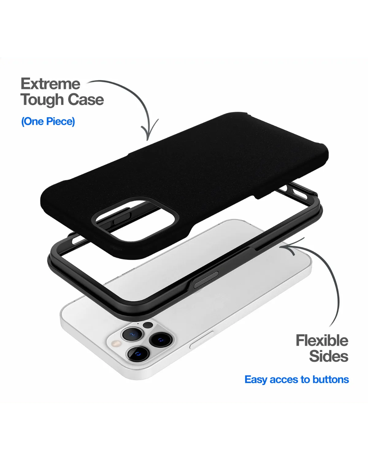 Mobilize Extreme Tough Case met flexibele zijkanten en stevige achterkant voor extra bescherming tegen vallen en eenvoudige bediening.