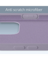 Binnenkant van de pastel paarse lanyard case met krasbestendige microvezelvoering voor extra bescherming.