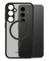 Zwart MagSafe-compatibel hybride hoesje voor Samsung Galaxy S24 FE 5G, met transparant design en sterke bescherming.