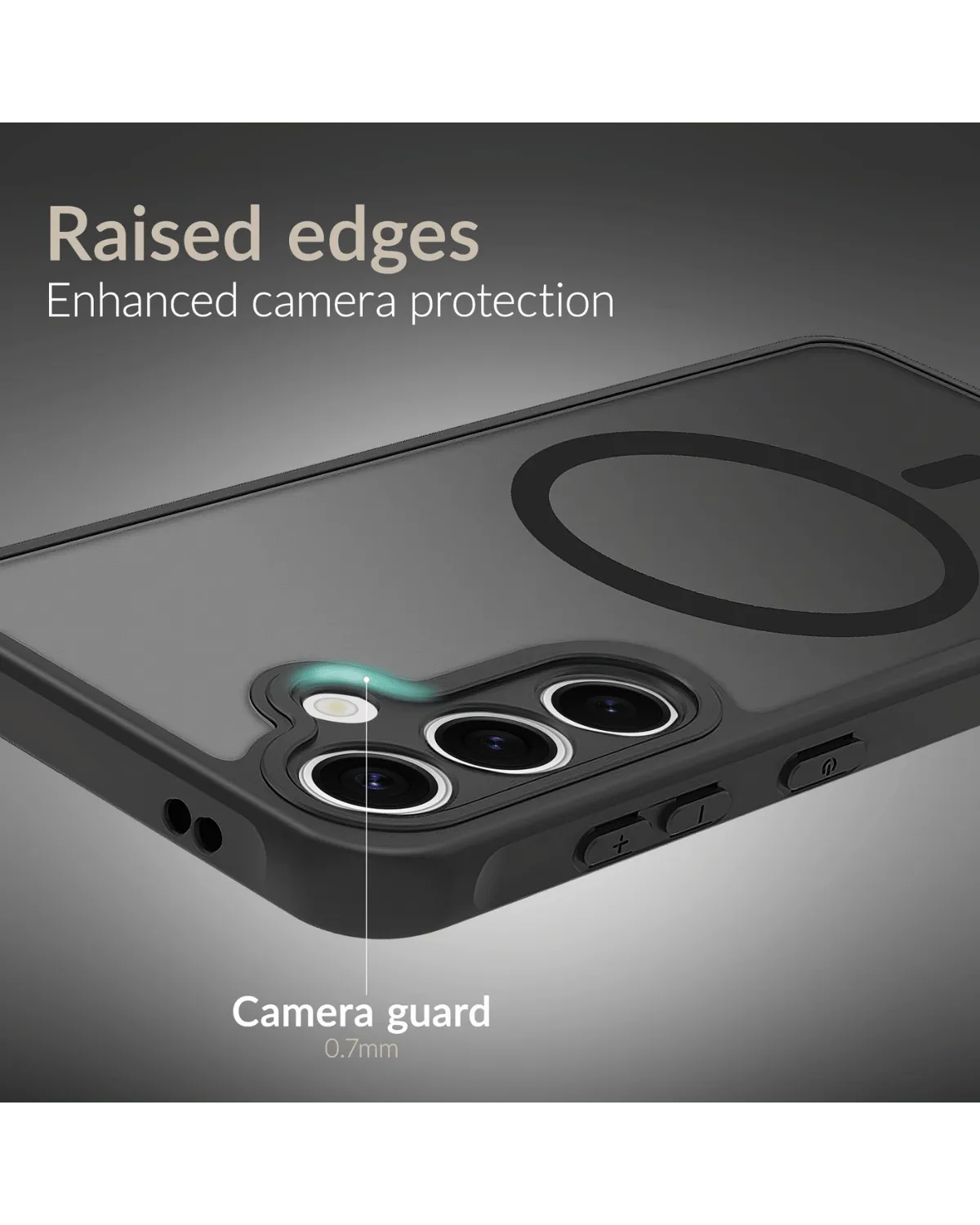 Hybride hoesje met verhoogde randen voor optimale camerabescherming, compatibel met Samsung Galaxy S24 FE 5G.