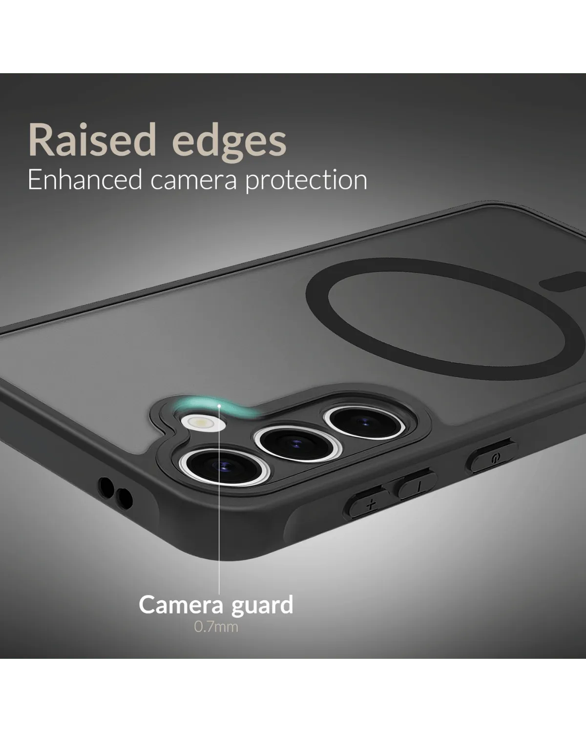 Mobilize MagSafe-compatibele case voor Samsung Galaxy S25 5G, met verhoogde randen voor extra camera bescherming.