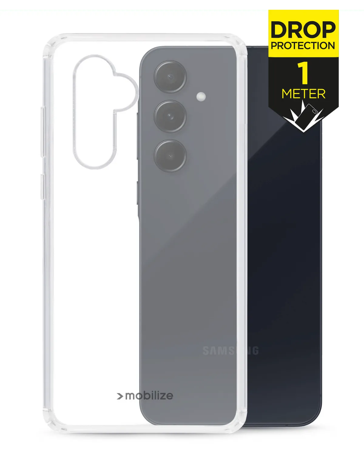 Transparante Mobilize Naked protection telefoonhoes voor Samsung Galaxy A55 met valbescherming tot 1 meter.