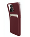 Mat bordeauxrode Mobilize Rubber Gelly Card Case voor Samsung Galaxy S24 Ultra 5G met ingebouwde kaarthouder.