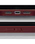 Onderkant en zijkant van de Mobilize Rubber Gelly Card Case in mat bordeauxrood voor Samsung Galaxy S24 Ultra 5G.