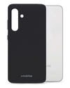 Mat zwart Mobilize soft case voor Samsung Galaxy S24 FE 5G, met slank ontwerp en camera-uitsparing.