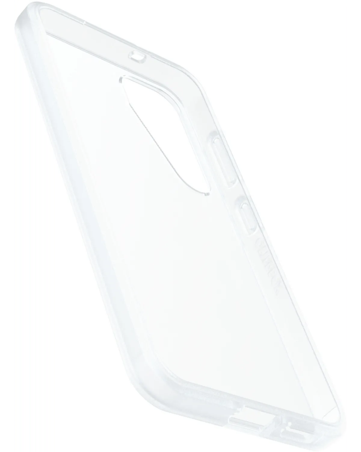 Schuin binnenaanzicht van de Otterbox React Series Case, lichtgewicht en met verhoogde schermranden.