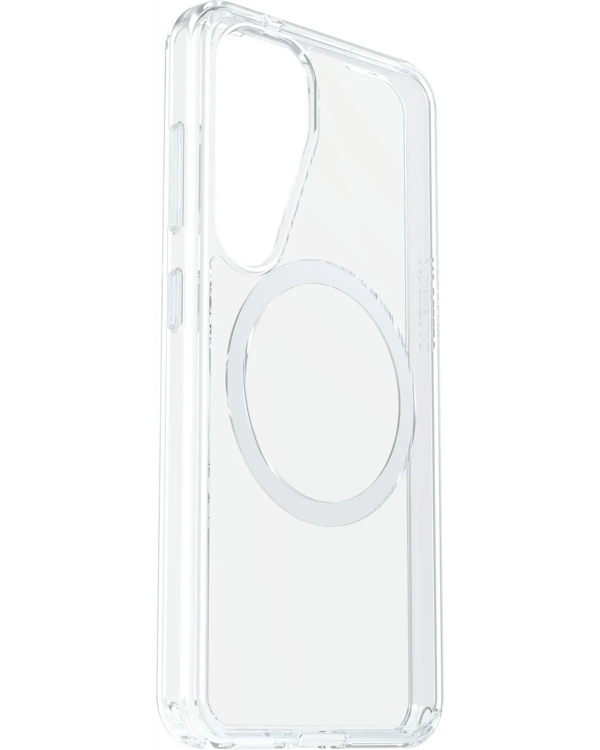 Zijaanzicht van de Otterbox Symmetry Magnets Case voor Samsung Galaxy S25 5G, met stevige randen.