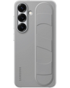 Grijze Samsung Standing Grip Case voor de Galaxy S25 5G, met stevige grip en verhoogde camerabescherming.