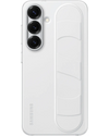 Witte Samsung Standing Grip Case voor Galaxy S25 5G, met geïntegreerde grip en uitsparingen voor camera.