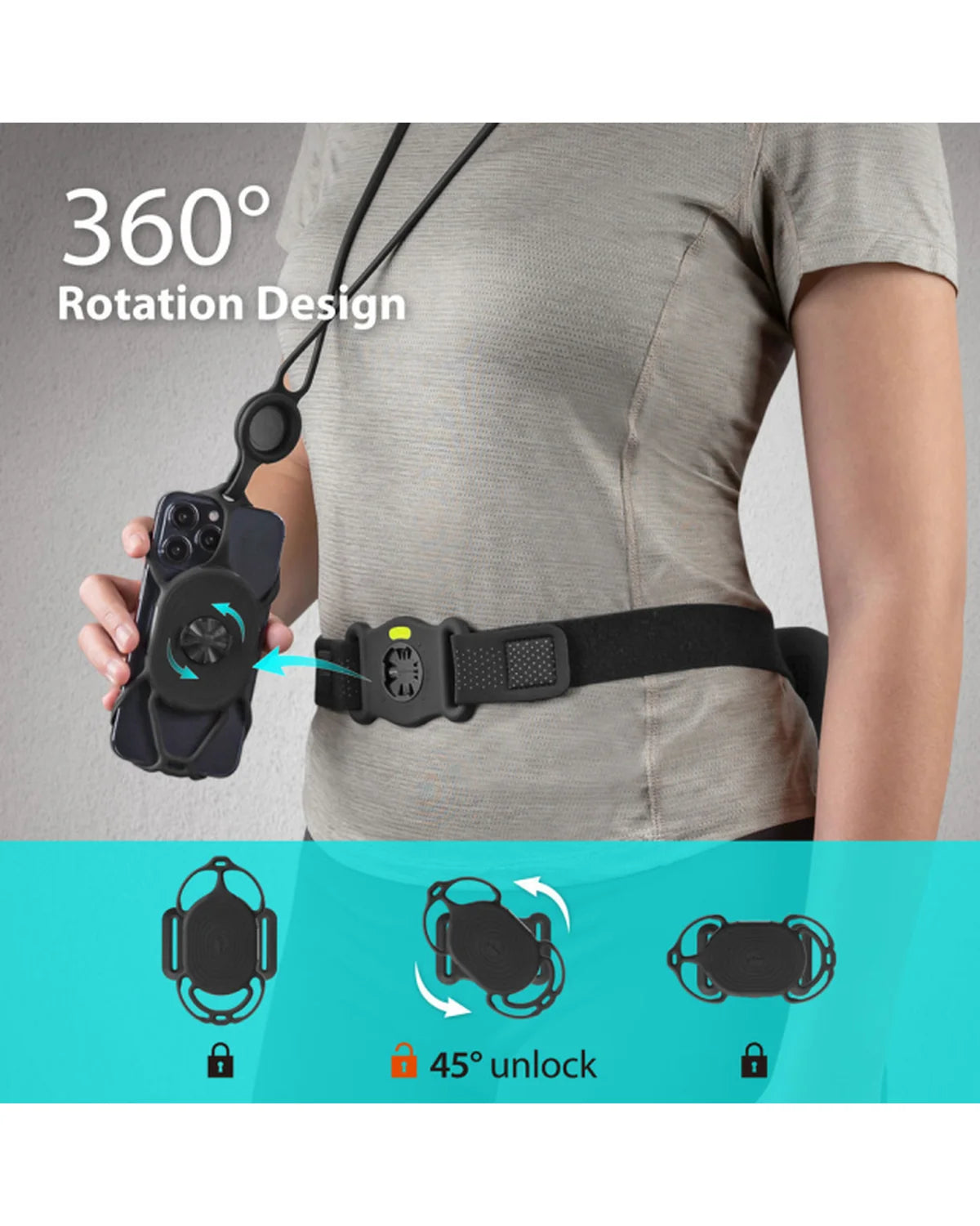 Bone Hike Tie Connect Kit 2 Telefoonhouder voor Wandelen – Zwart