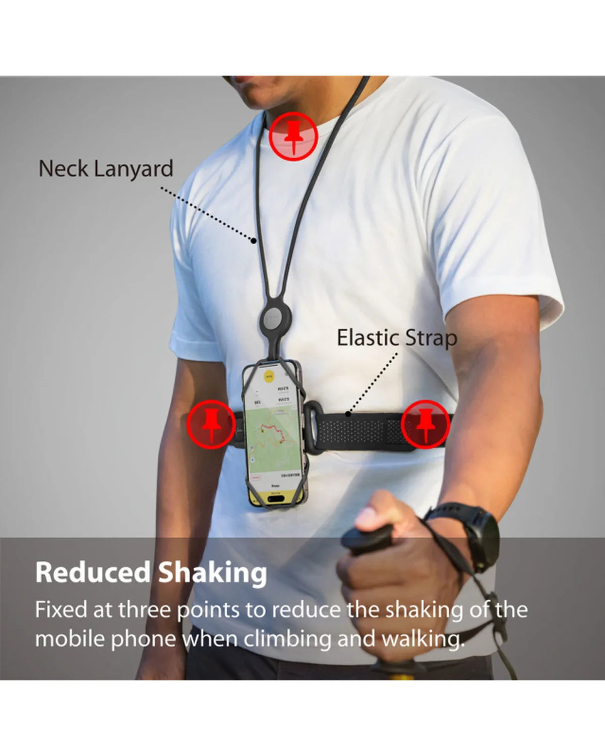 Bone Hike Tie Connect Kit 2 Telefoonhouder voor Wandelen – Zwart