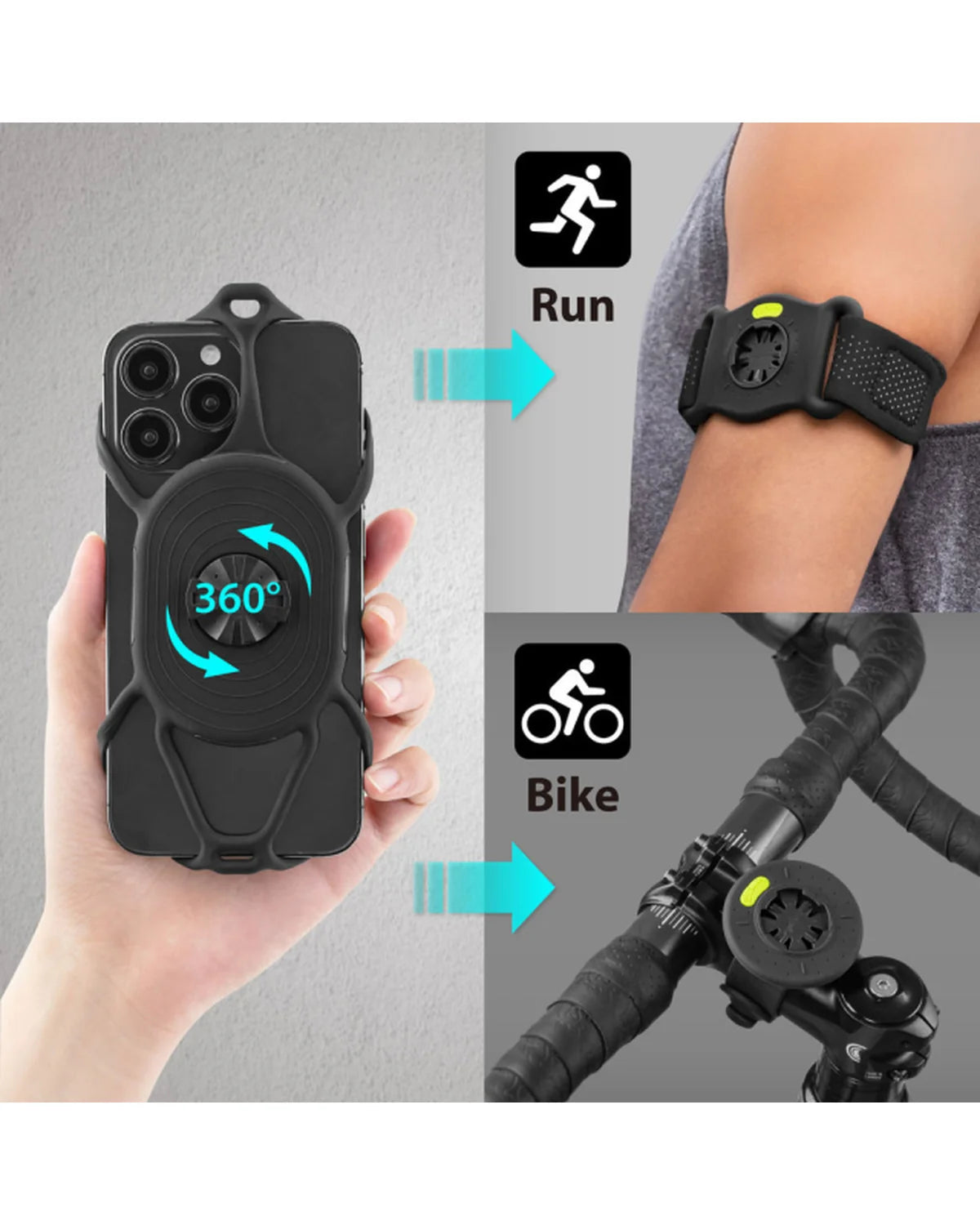 Bone Run+Bike Tie Connect Kit 2 Telefoonhouder voor Fiets & Hardlopen – Zwart