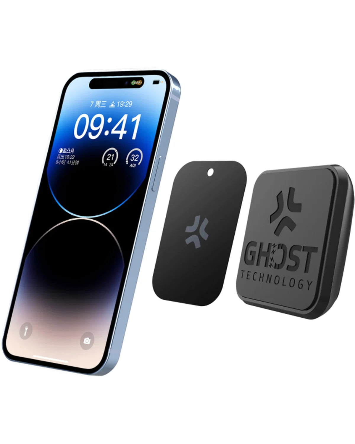 Celly GhostFix Universele Magnetische Telefoonhouder met 3 Metalen Plaatjes XL – Zwart