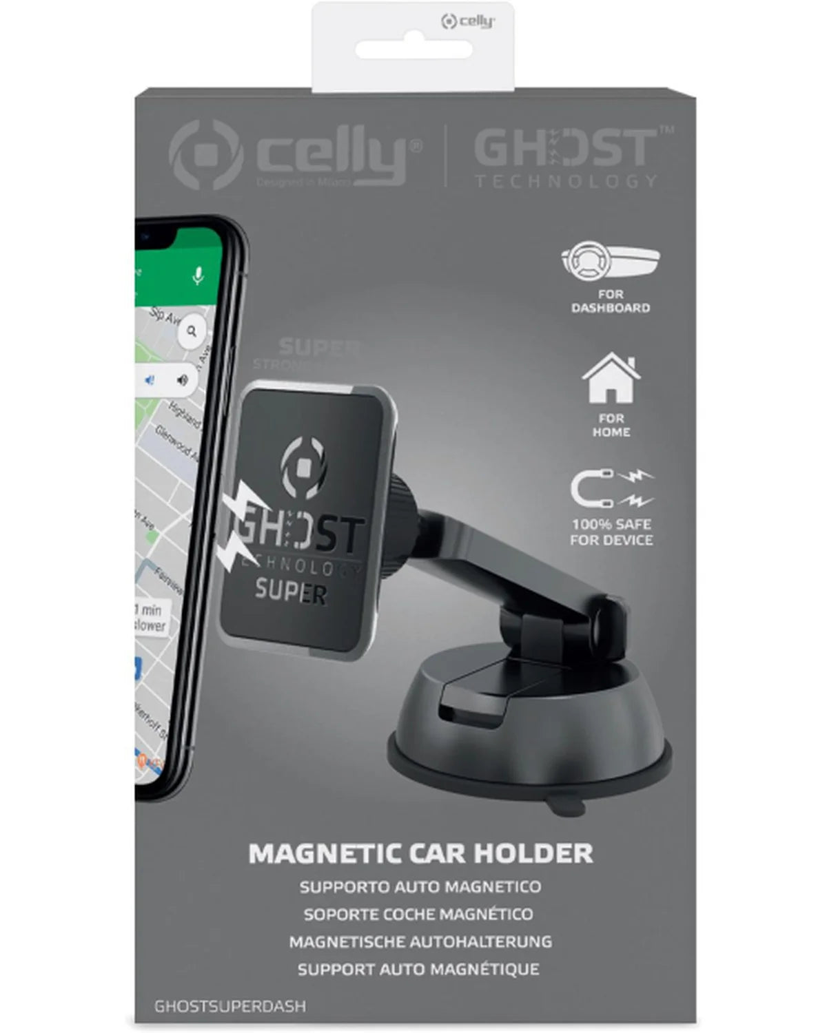 Celly GhostSuperDash Magnetische Telefoonhouder – Zwart