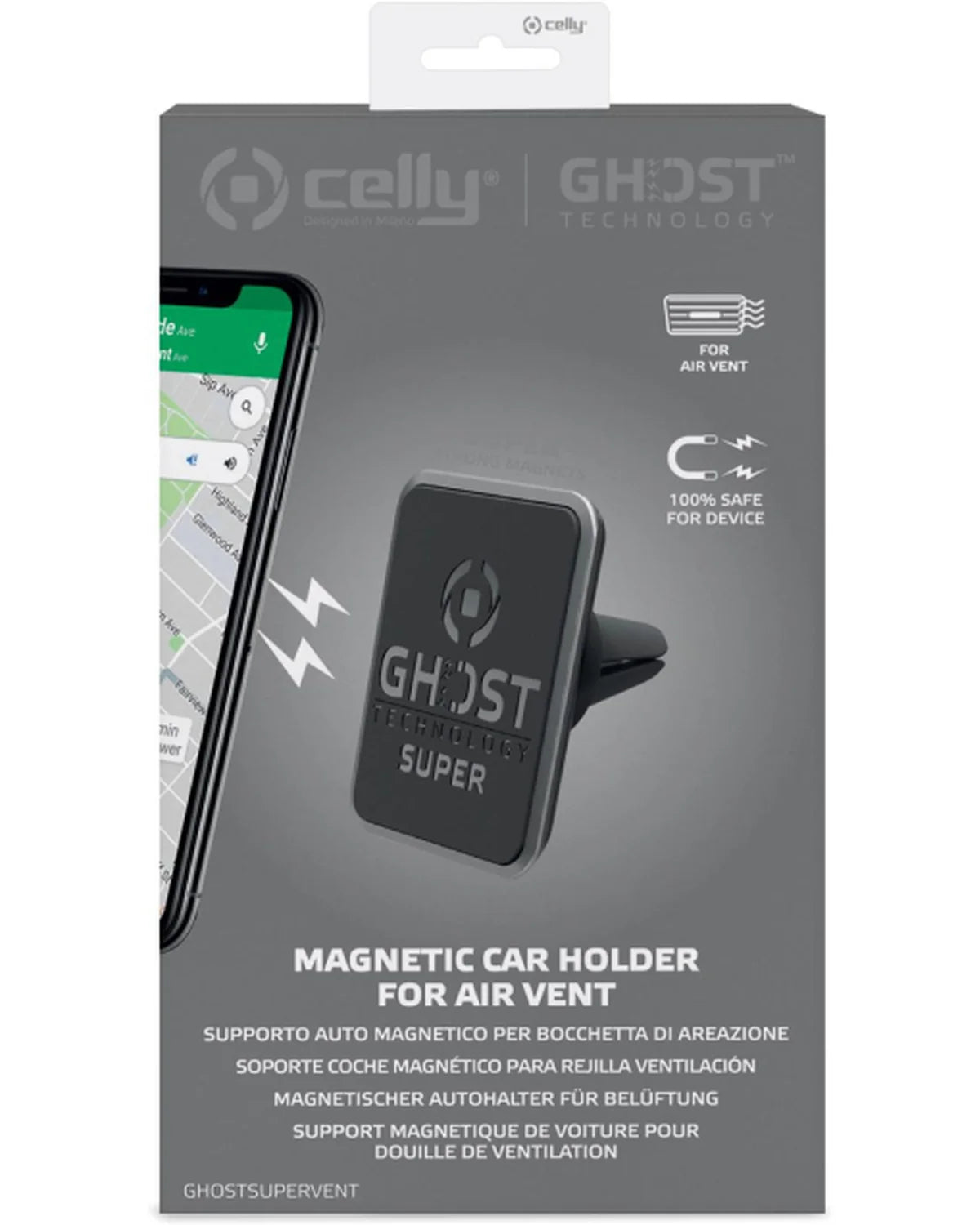 Celly GhostSuperVent Universele Magnetische Telefoonhouder – Zwart