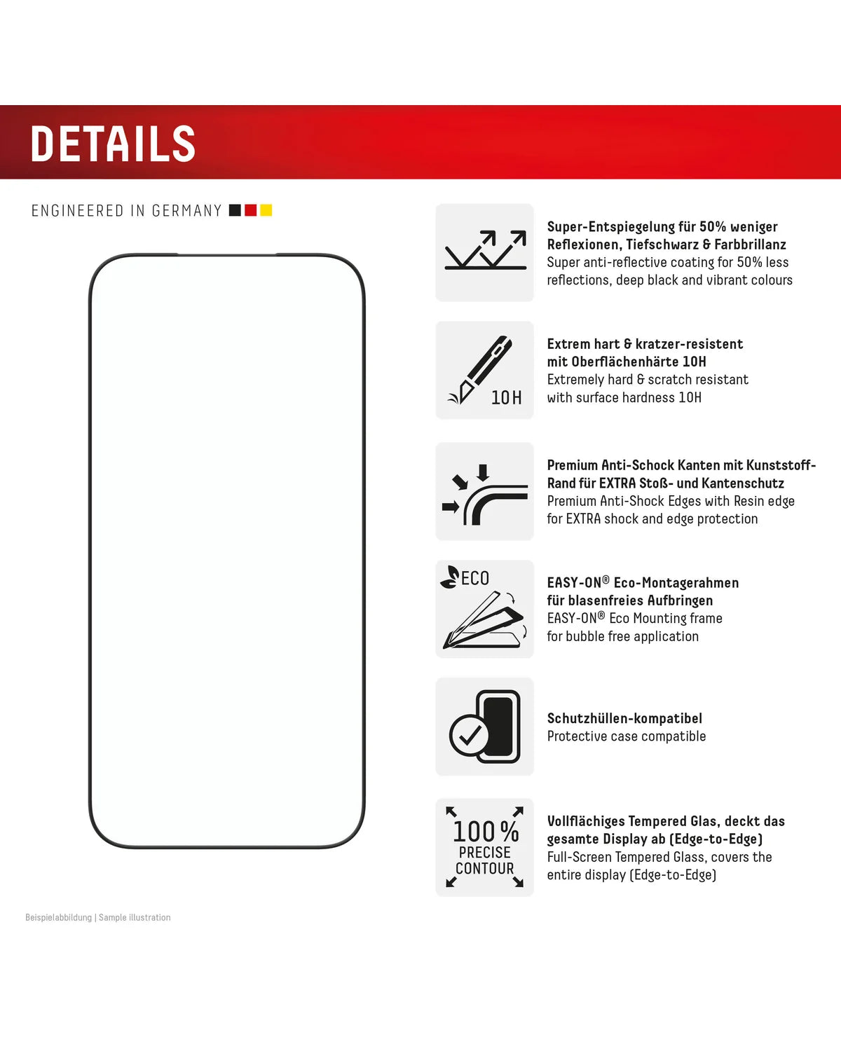 Displex Premium Glass Full Cover Anti-Reflex Screenprotector – Apple iPhone 17 Pro Max