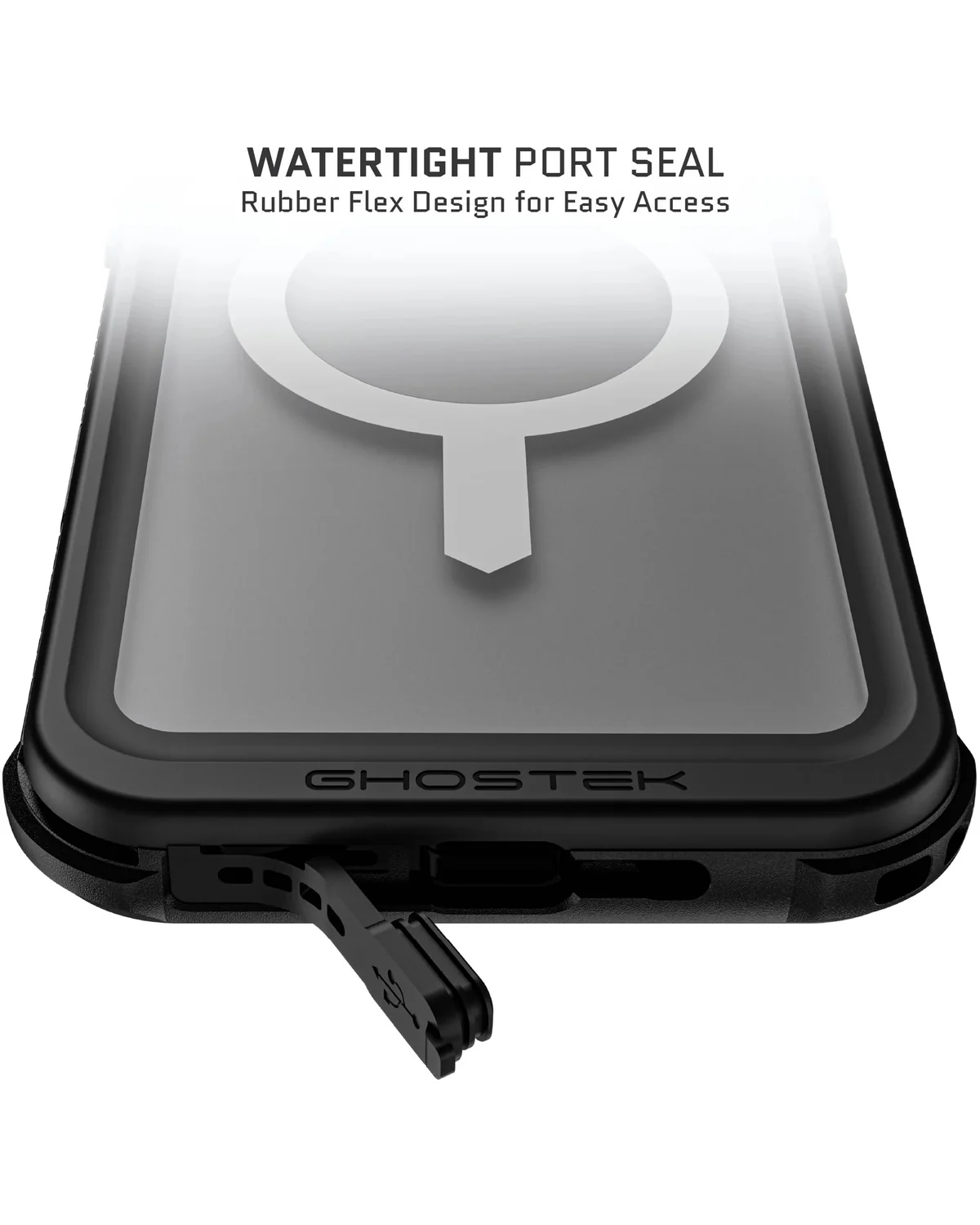 Ghostek Nautical Waterproof MagSafe Case Telefoonhoesje Belt Swivel Holster Apple iPhone 16 Pro Max Transparant