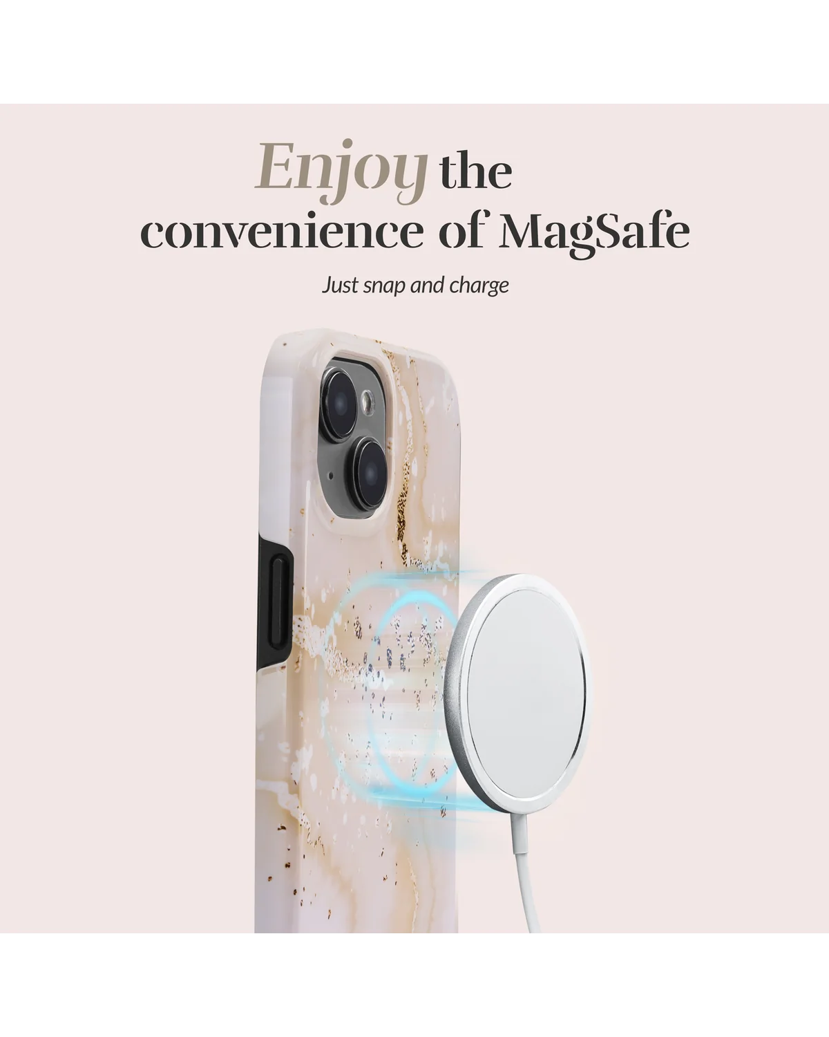 Mio By Mobilize Mio Gold Marble Magsafe Compatibel Telefoonhoesje iPhone 15 Pro Max Zand-Goud