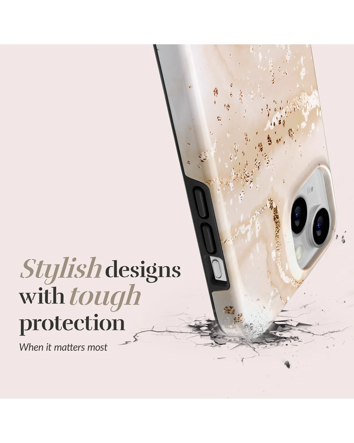 Mio By Mobilize Mio Gold Marble Magsafe Compatibel Telefoonhoesje iPhone 15 Pro Max Zand-Goud
