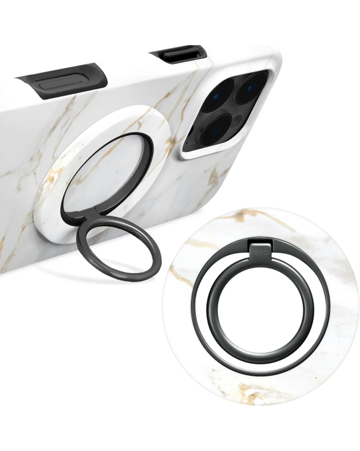 MIO White Marble MagSafe-compatibele ringhouder