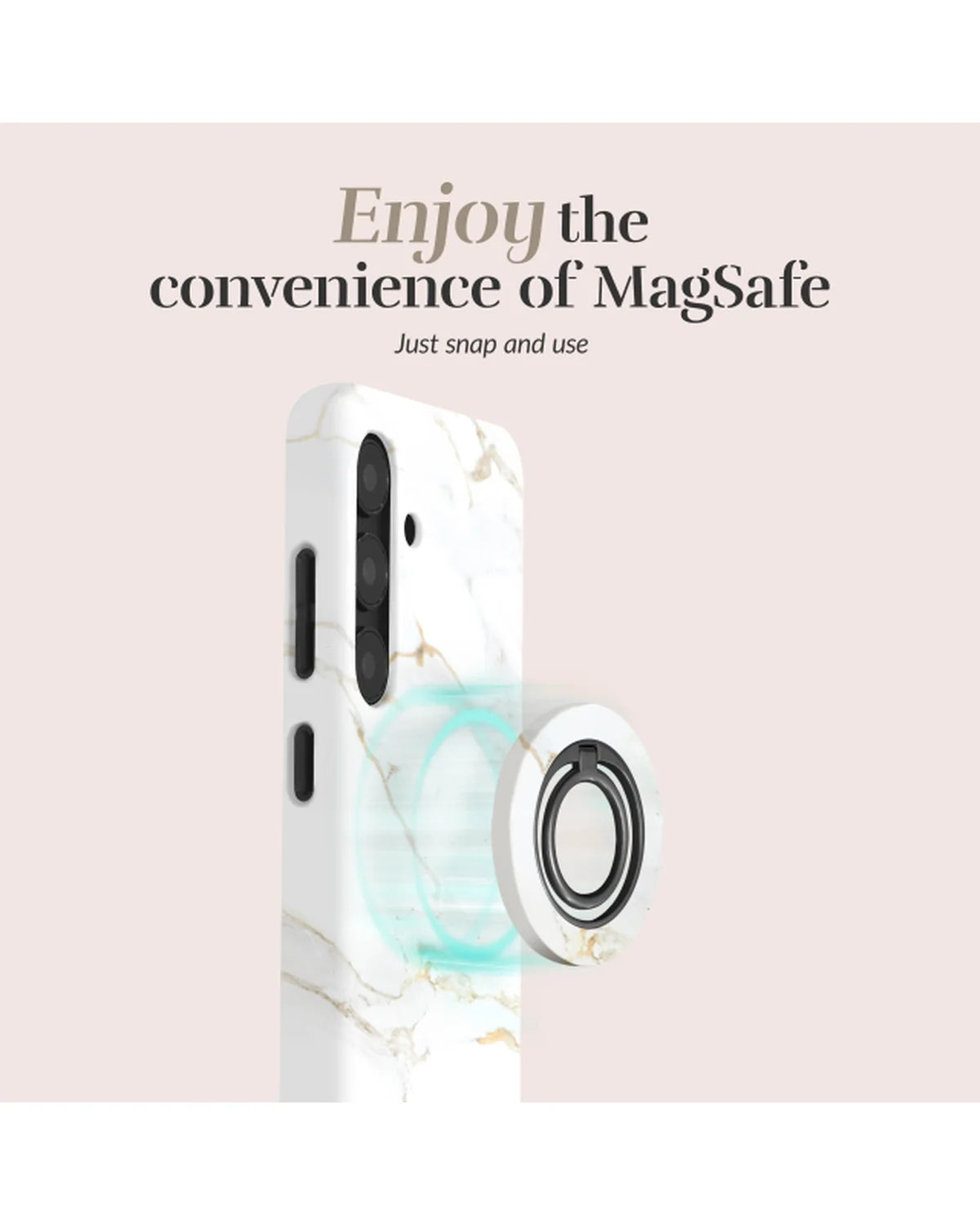 MIO White Marble MagSafe-compatibele ringhouder