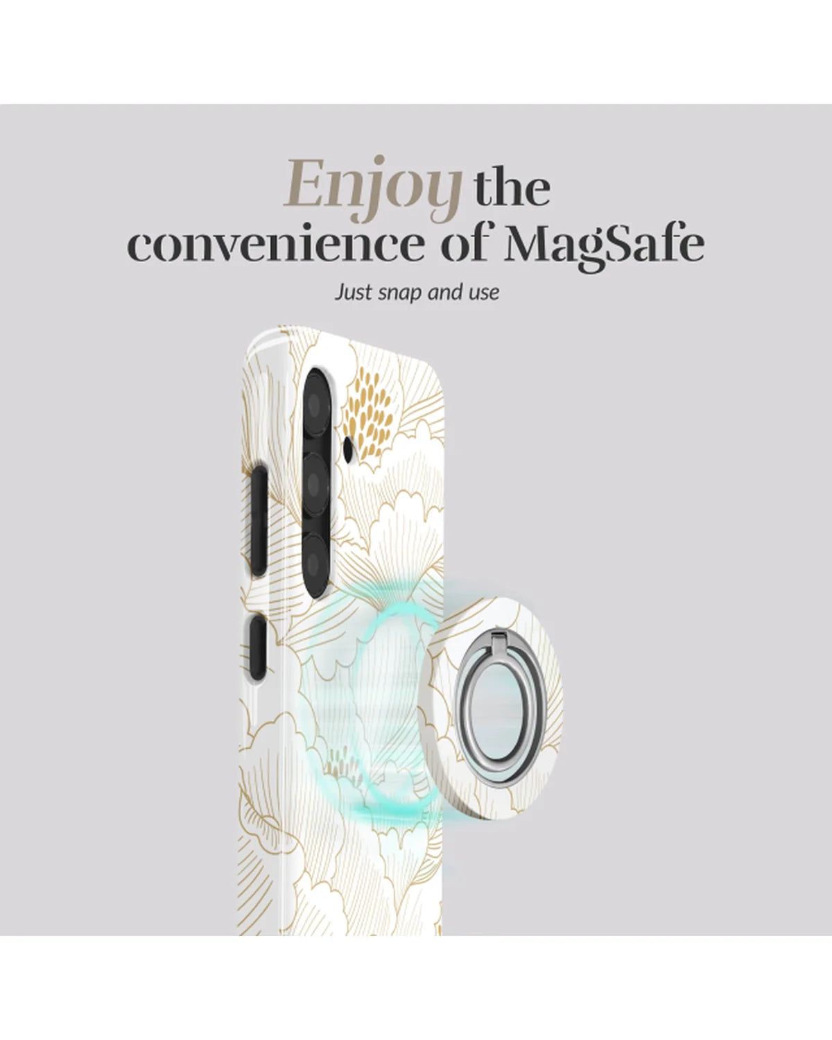 MIO White Roses MagSafe-compatibele ringhouder