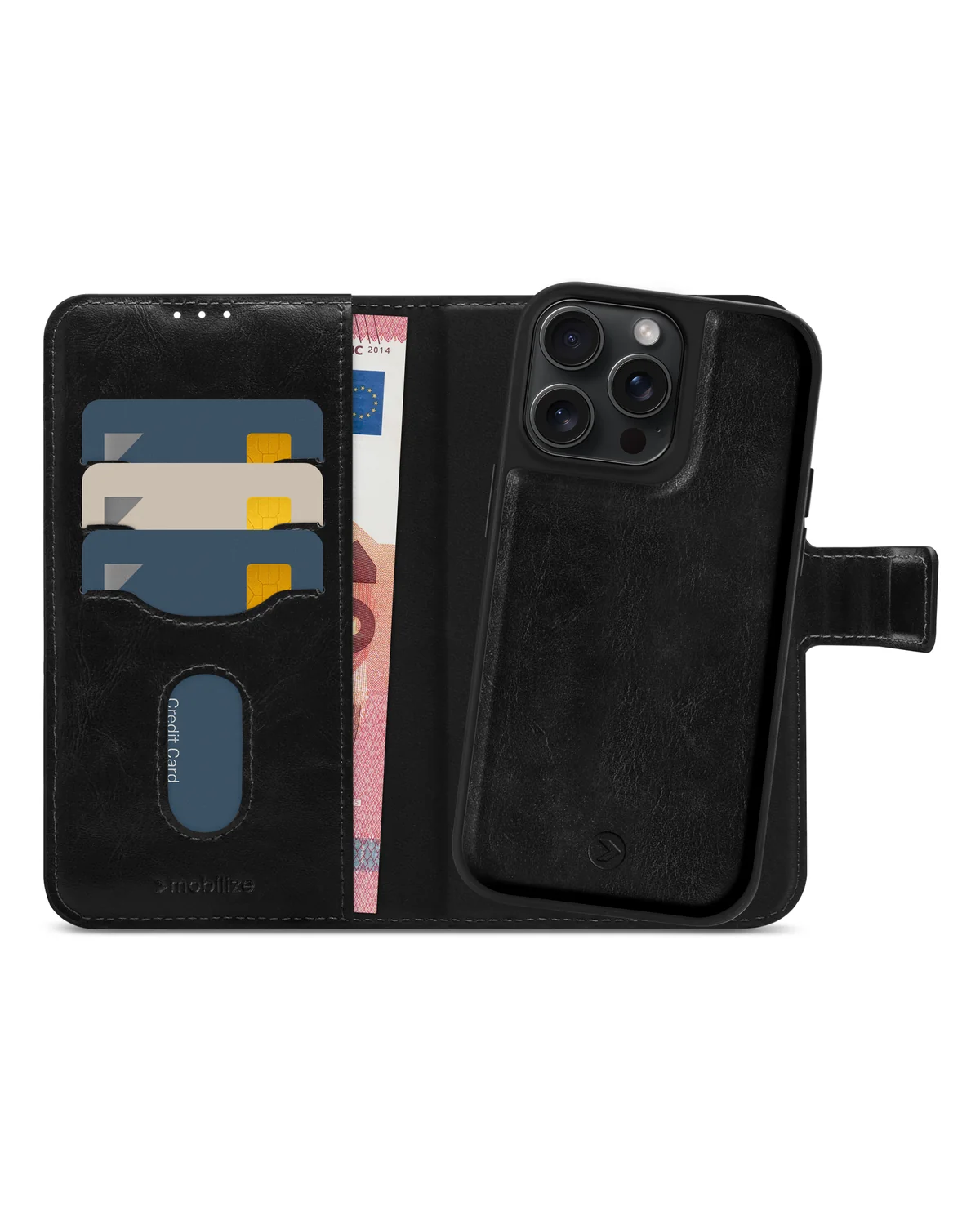 Mobilize 2in1 Magsafe Compatibel Gelly Wallet Case Telefoonhoesje Apple iPhone 15 Pro Max Zwart