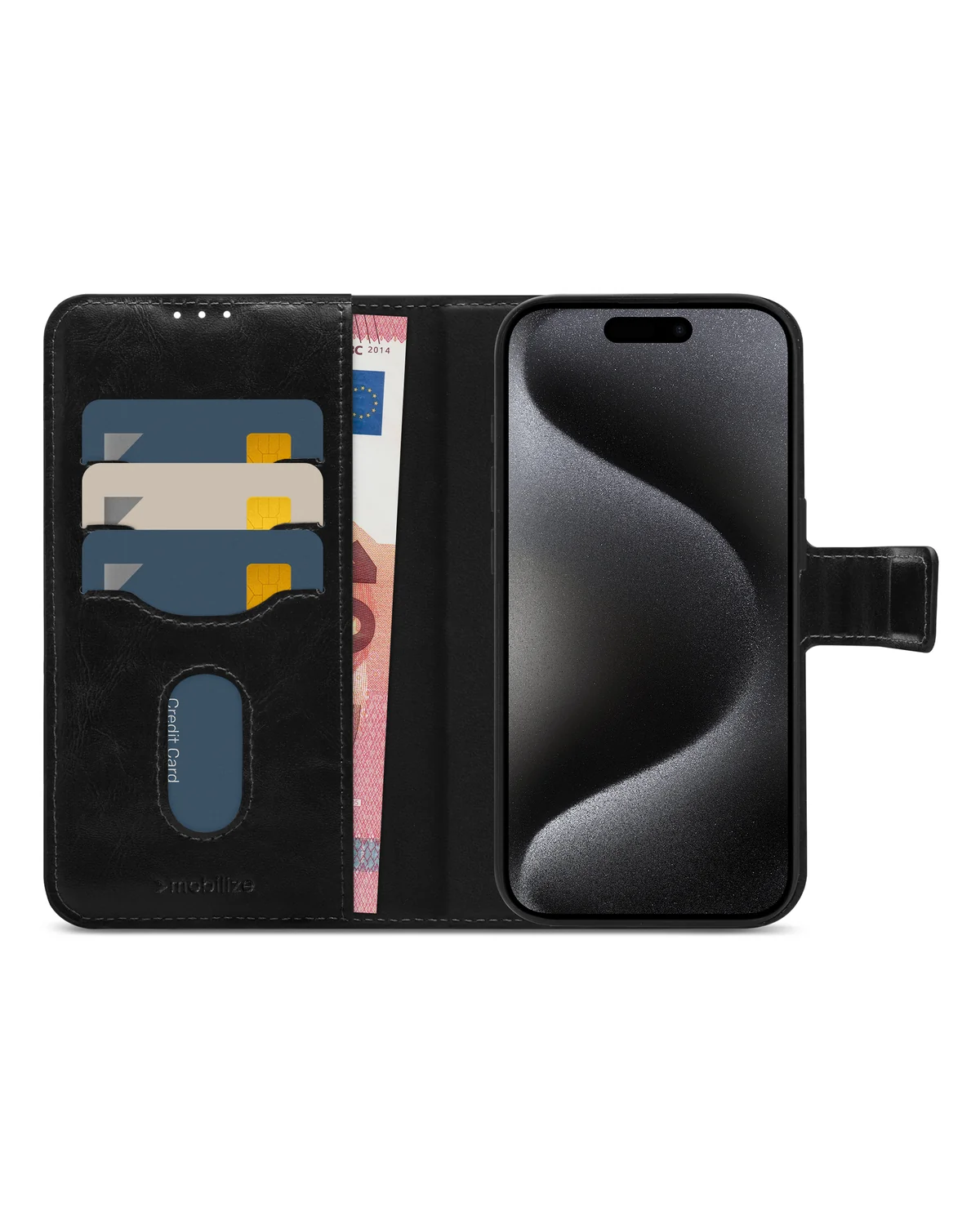 Mobilize 2in1 Magsafe Compatibel Gelly Wallet Case Telefoonhoesje Apple iPhone 15 Pro Zwart