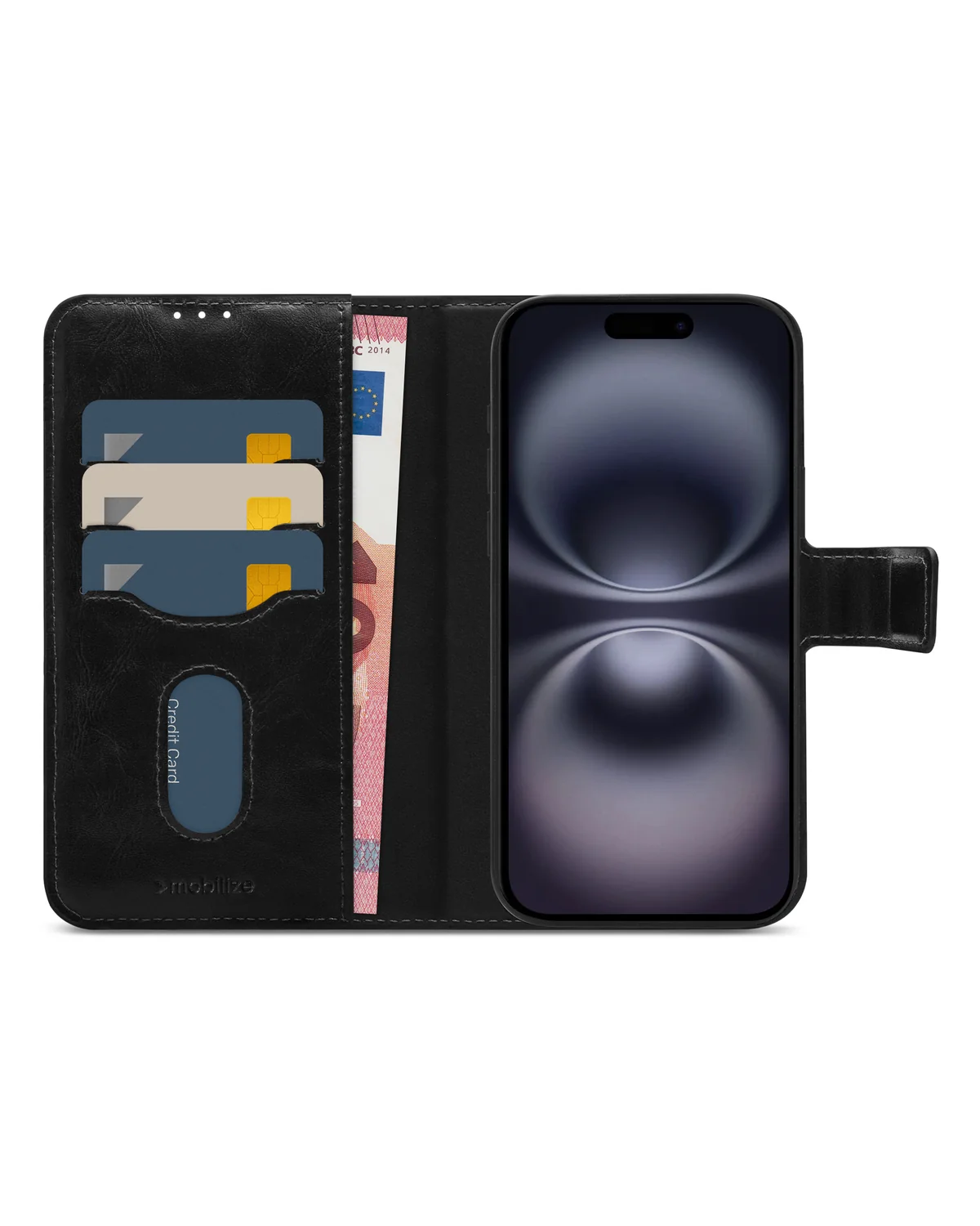 Mobilize 2in1 Magsafe Compatibel Gelly Wallet Case Telefoonhoesje Apple iPhone 16 Zwart