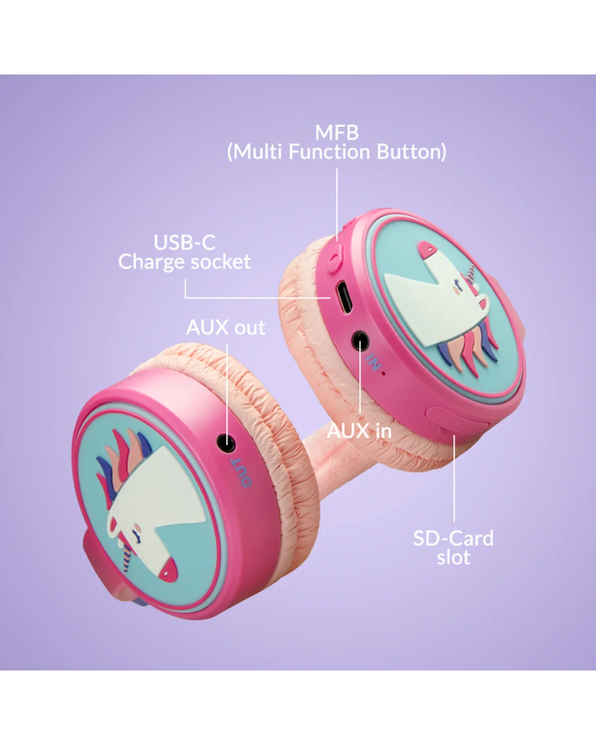 Mobilize Kinderkoptelefoon 85 dB – Unicorn | Draadloos & Bedraad