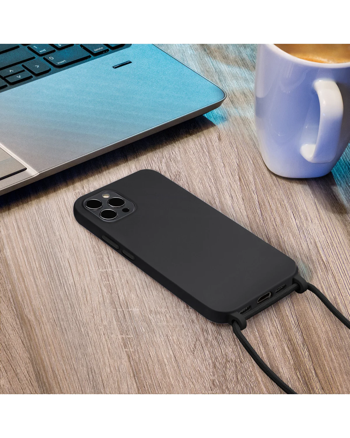 Mobilize Lanyard Gelly Case Telefoonhoesje Apple iPhone 15 Pro Max Zwart