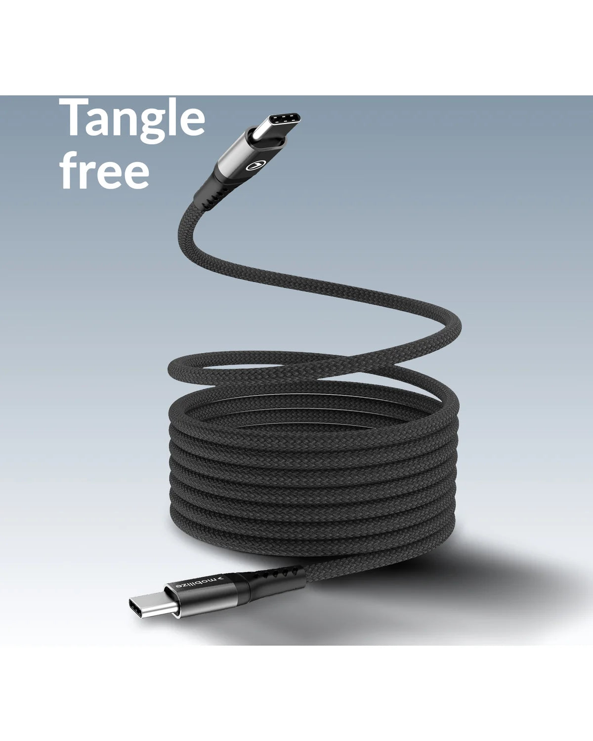 Mobilize Magnetische Nylon Kabel USB-C naar USB-C – 2m – 100W – Zwart