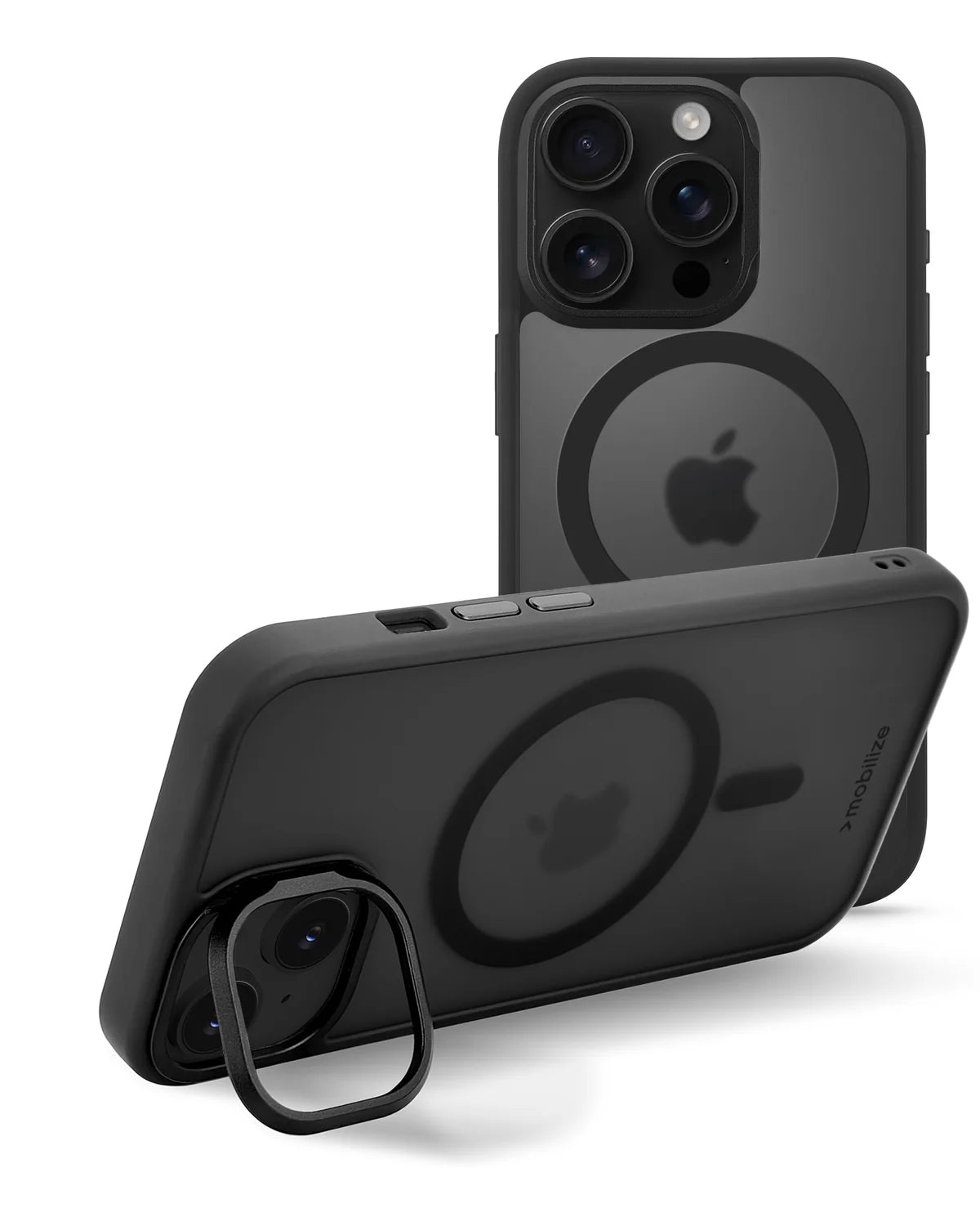 Mobilize MagSafe Compatibel Hybride Pro Hoesje (Case) met Camera Stand – Apple iPhone 16 Pro – Zwart