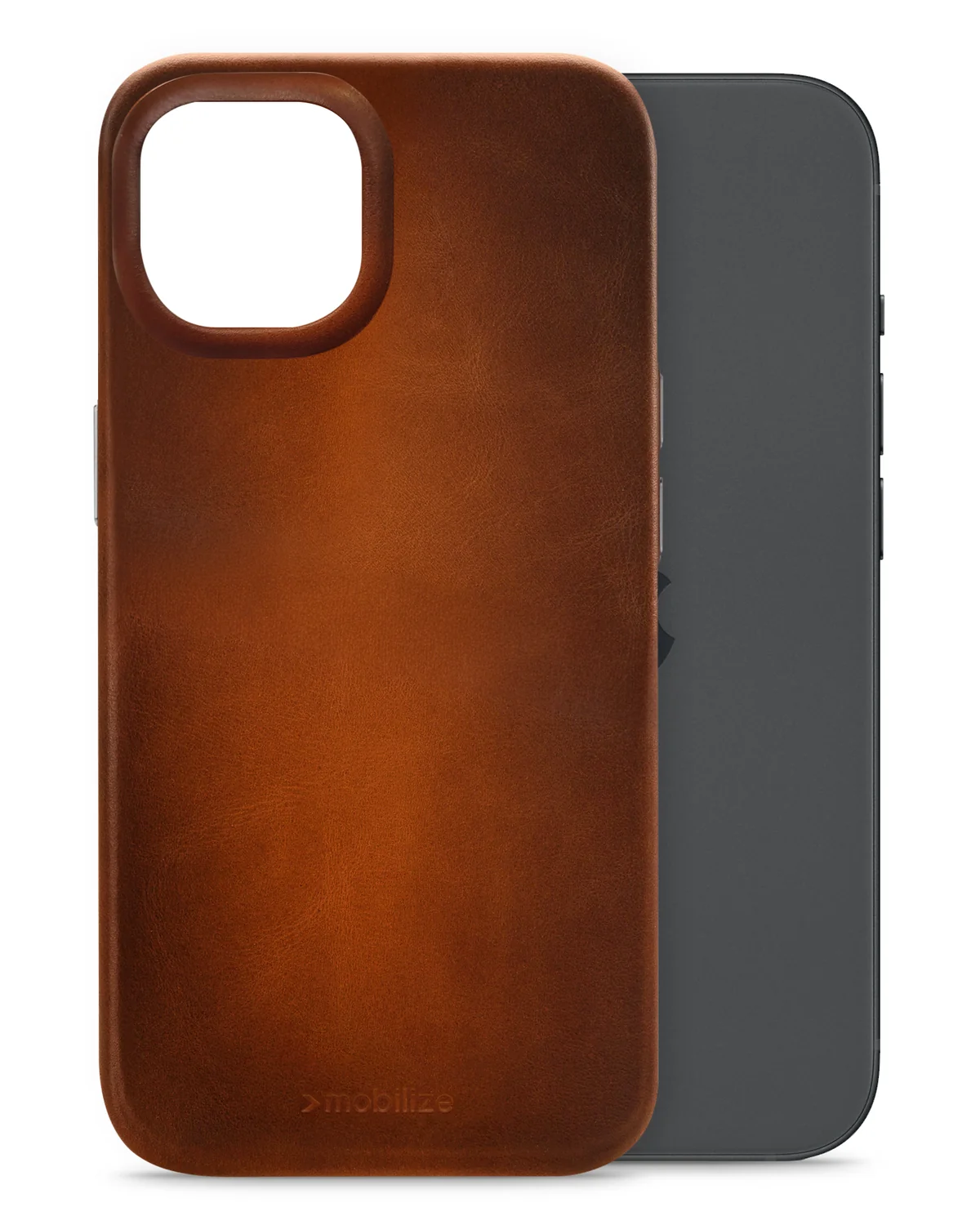 Mobilize Magsafe Compatibel Premium Leather Case Telefoonhoesje Apple iPhone 15 Burned Cognac