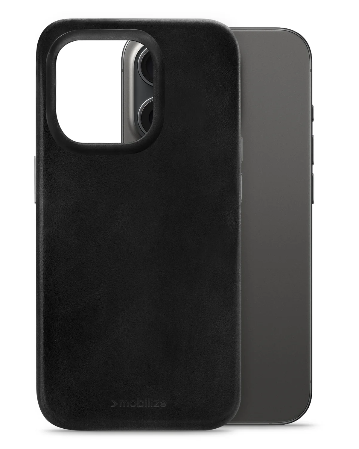 Mobilize Magsafe Compatibel Premium Leather Case telefoonhoesje Apple iPhone 15 Pro Zwart