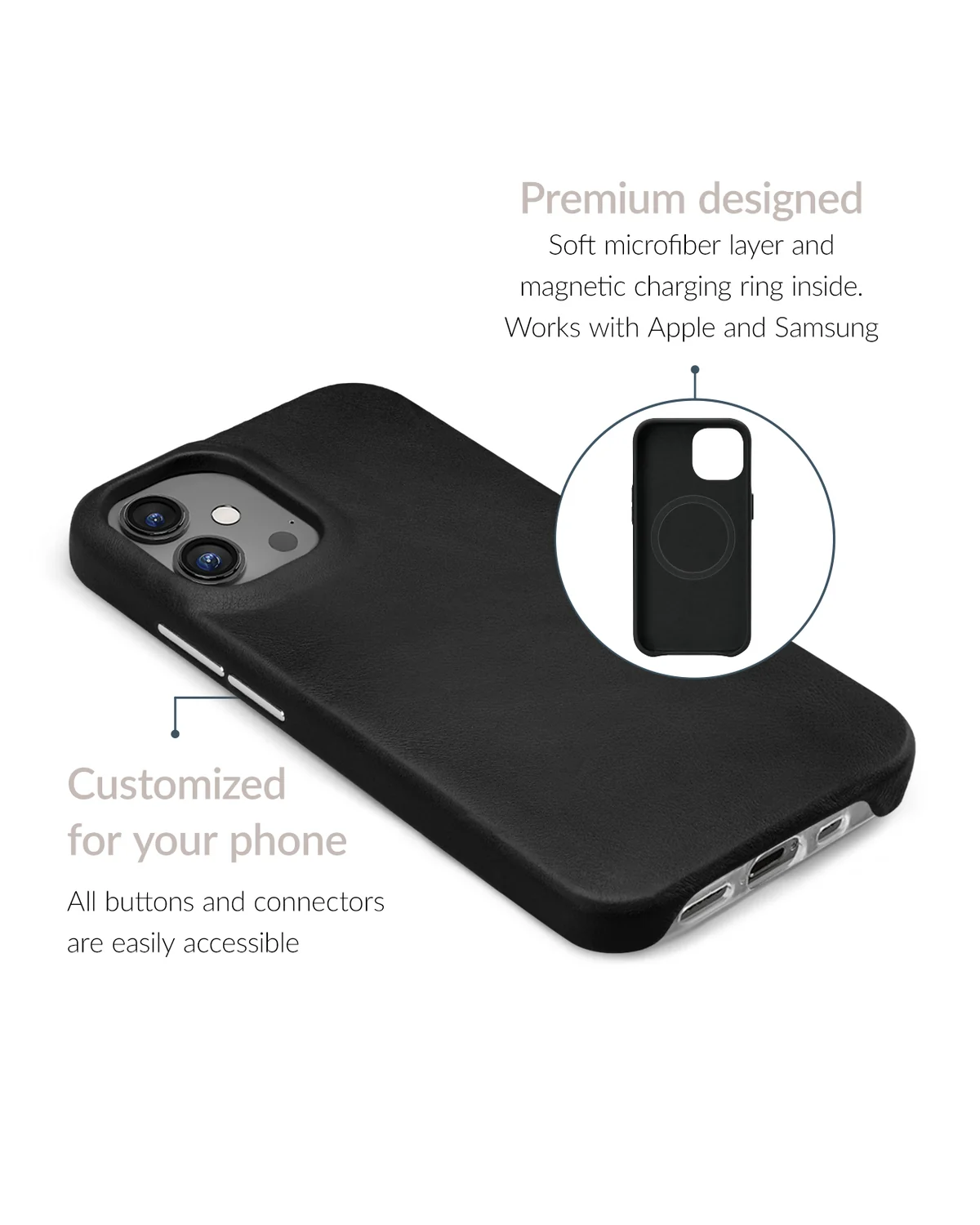 Mobilize Magsafe Compatibel Premium Leather Case telefoonhoesje Apple iPhone 15 Pro Zwart