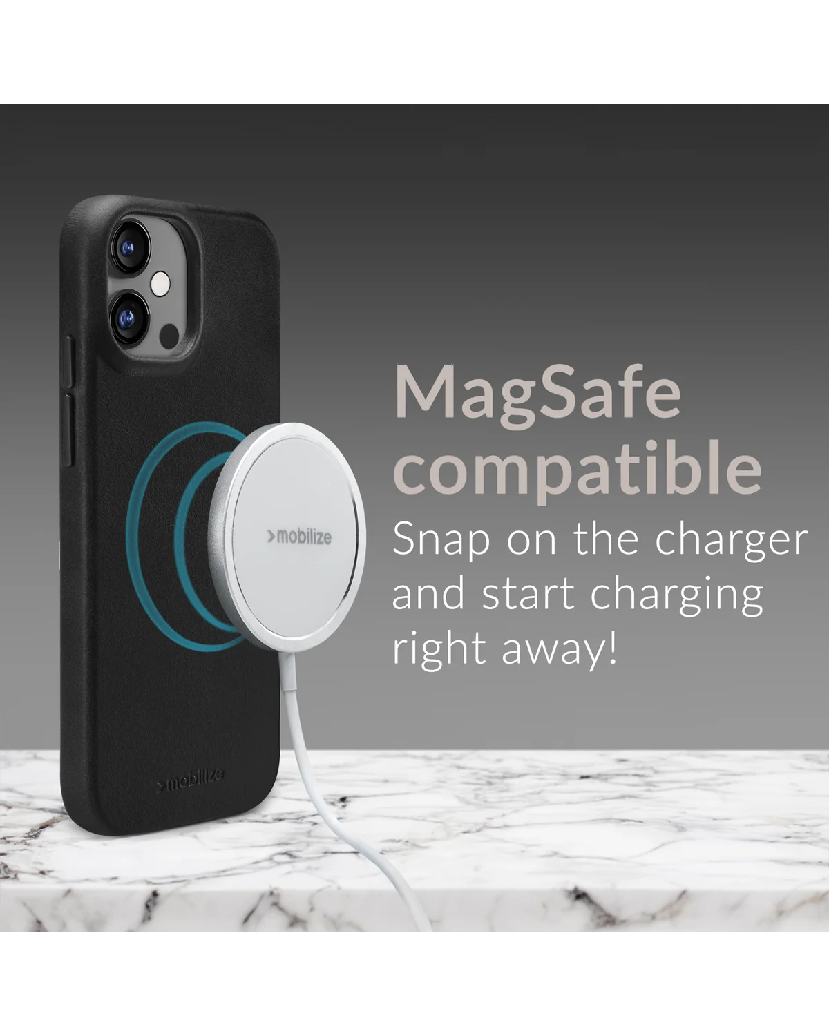 Mobilize Magsafe Compatibel Premium Leather Case Telefoonhoesje Apple iPhone 15 Zwart