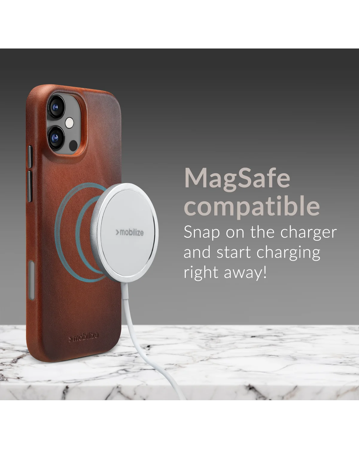 Mobilize Magsafe Compatibel Premium Leather Case telefoonhoesje Apple iPhone 16 Plus Burned Cognac