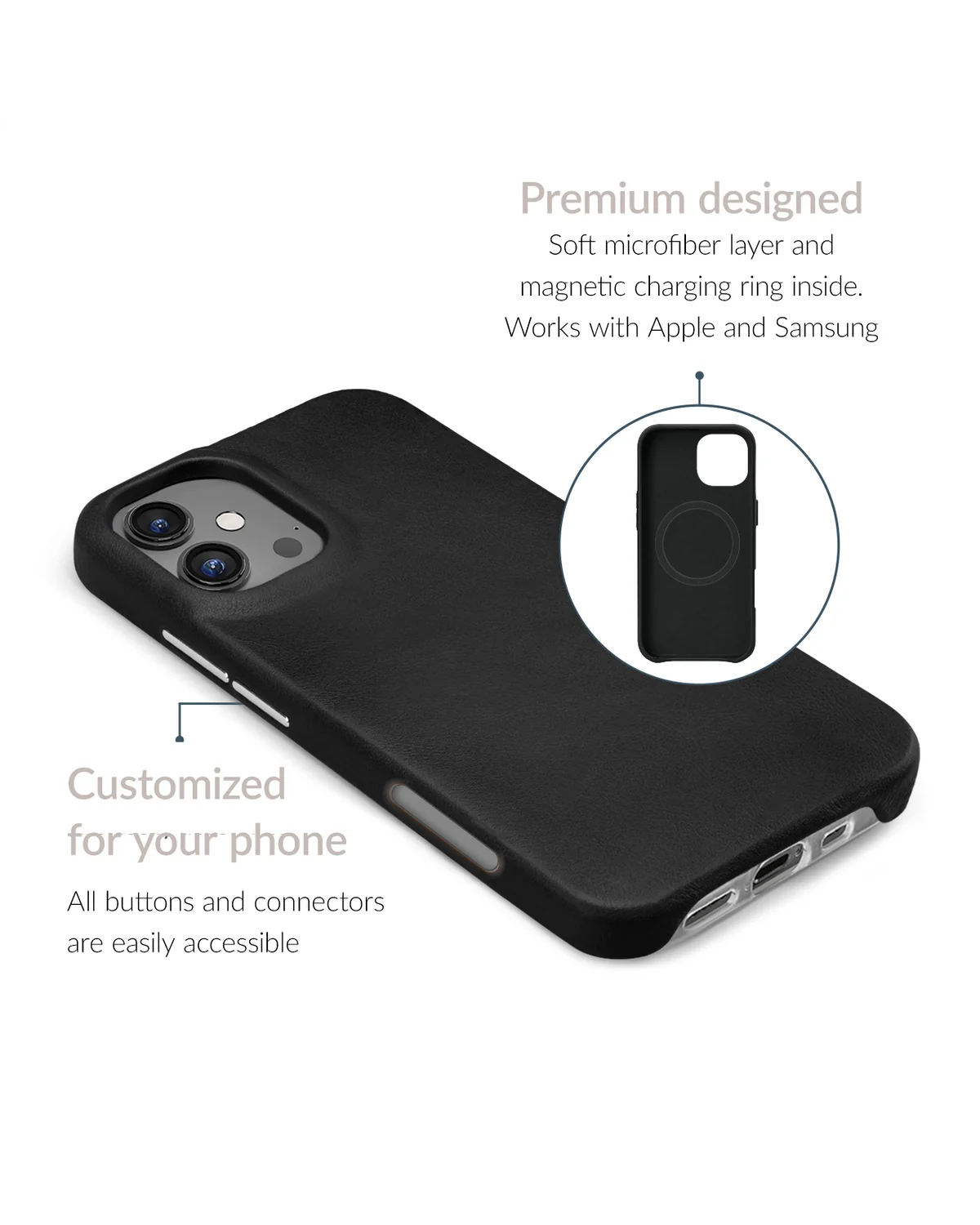 Mobilize Magsafe Compatibel Premium Leather Case telefoonhoesje Apple iPhone 16 Plus Zwart