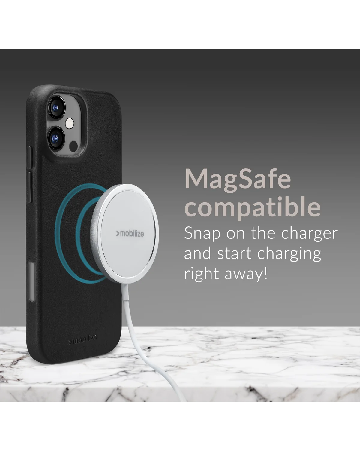 Mobilize Magsafe Compatibel Premium Leather Case telefoonhoesje Apple iPhone 16 Pro Zwart