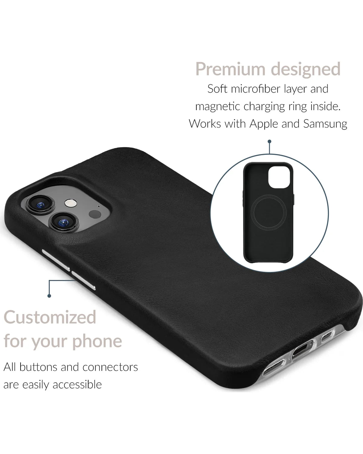 Mobilize MagSafe Compatibel Premium Leather Hoesje (Case) – Apple iPhone 17  – Zwart