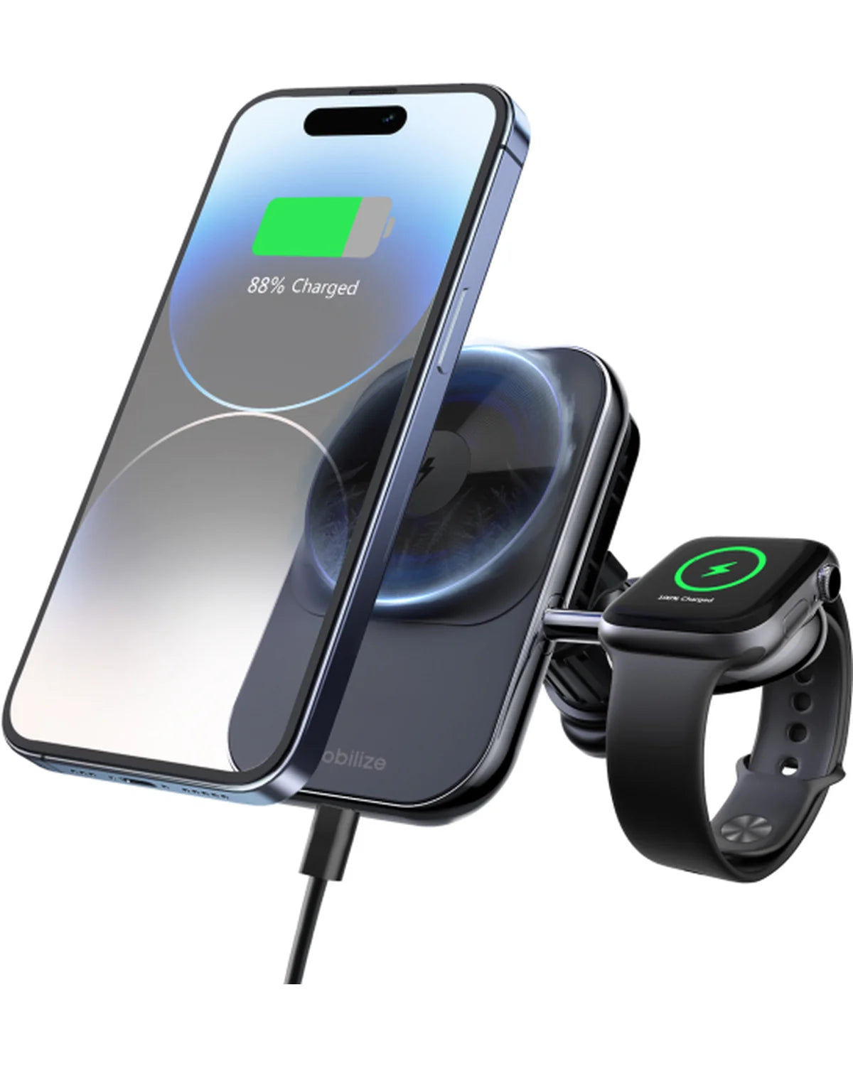 Mobilize MagSafe Compatibele Autolader voor Telefoon & Watch 18W – Zwart