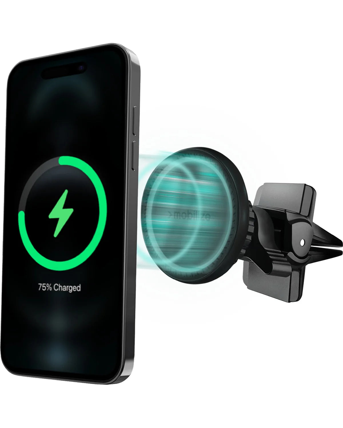 Mobilize MagSafe Compatibele Draadloze Autohouder/Oplader – 5W/7.5W/10W/15W – Zwart
