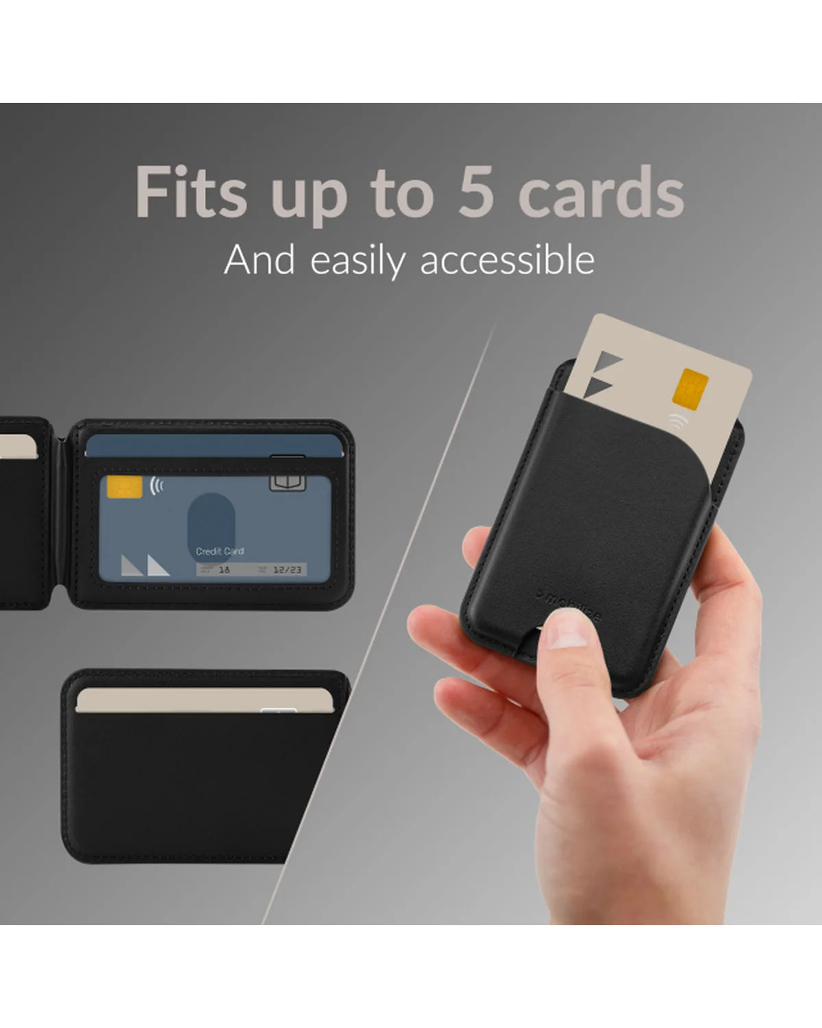 Mobilize MagSafe-compatibele magnetische kaarthouder met standaardfunctie – Zwart