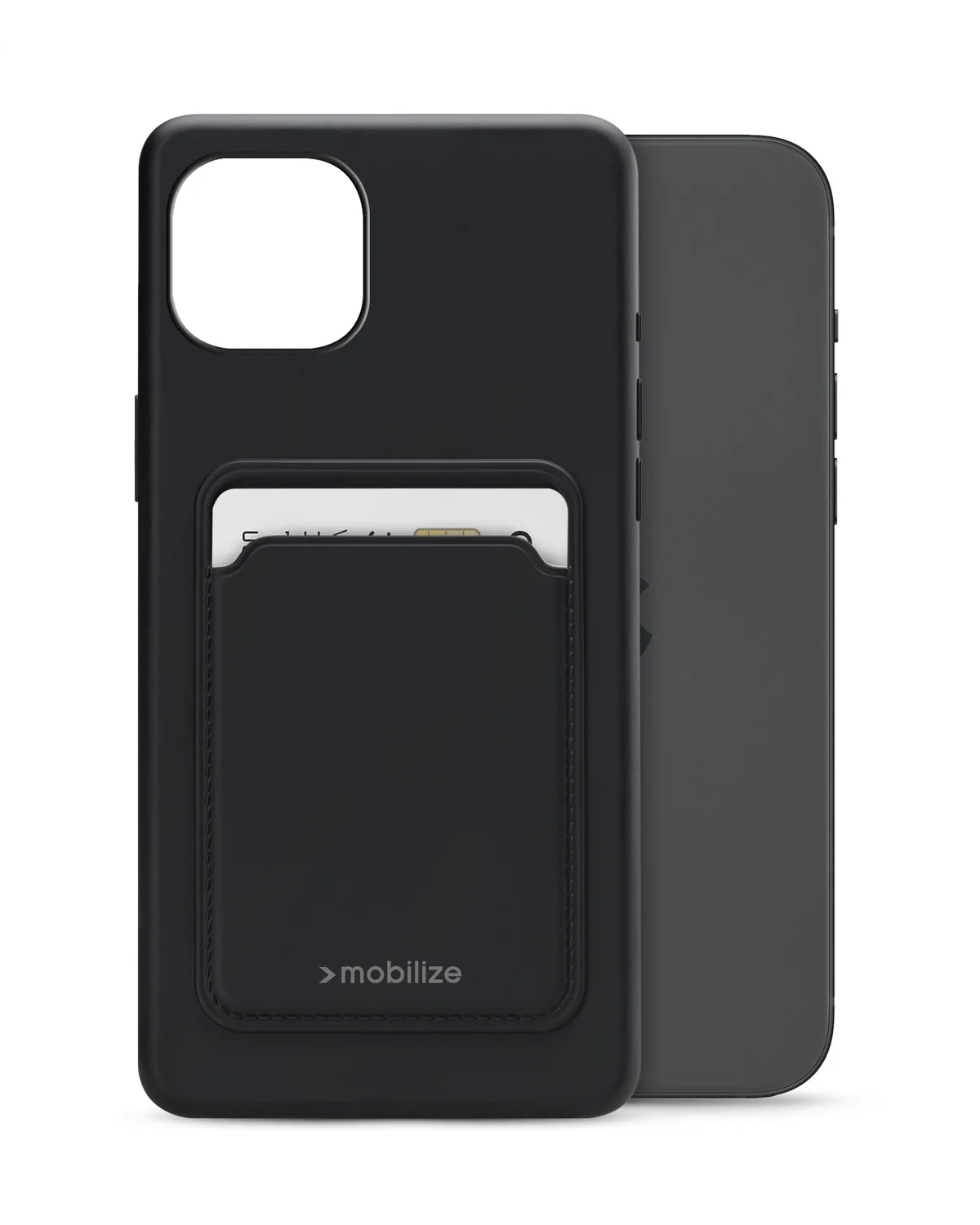 Mobilize Rubber Gelly Card Case Telefoonhoesje Apple iPhone 15 Plus Mat Zwart