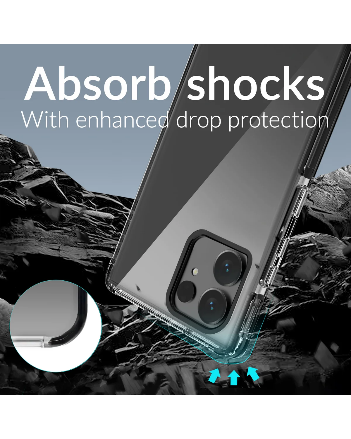 Mobilize Shatterproof Case Telefoonhoesje Apple iPhone 15 Pro Max Transparant Zwart