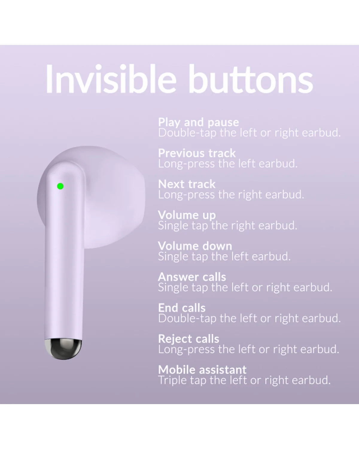 Mobilize TWS Draadloze Oordopjes – Pastel Paars